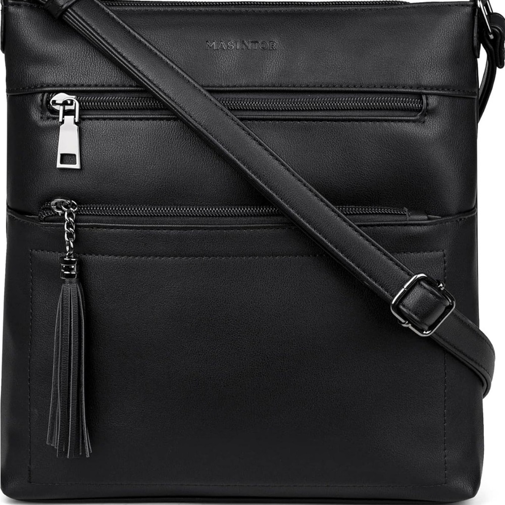 MASINATOR BLACK VEGAN PU LEATHER CROSSBODY BAG🖤